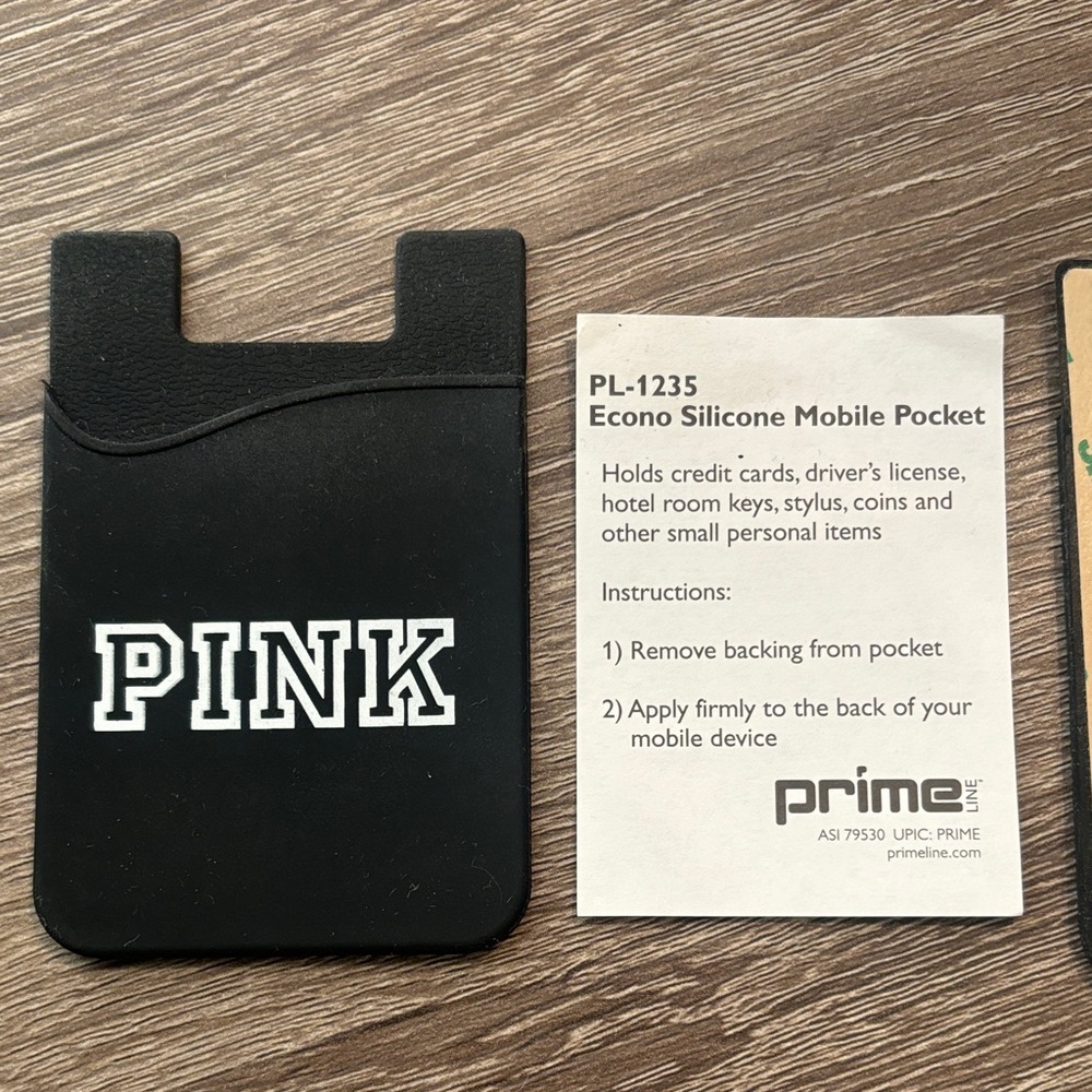 PINK Victoria's Secret Black Card Holder Set For Phone/ PINK Travel Tag - Picture 3 of 3